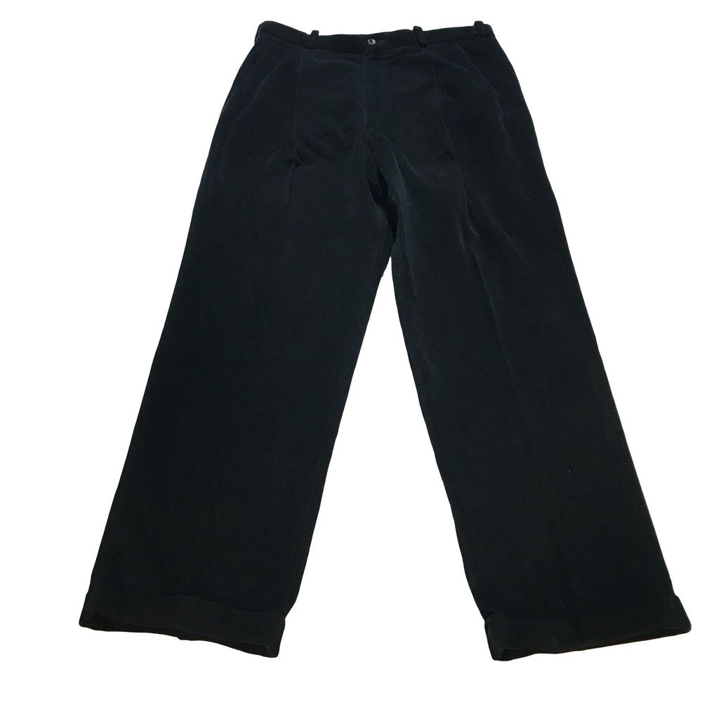 Barry Bricken Mens Black Corduroy Pleated Relaxed Fit Dress Pants Size‎ 34x30